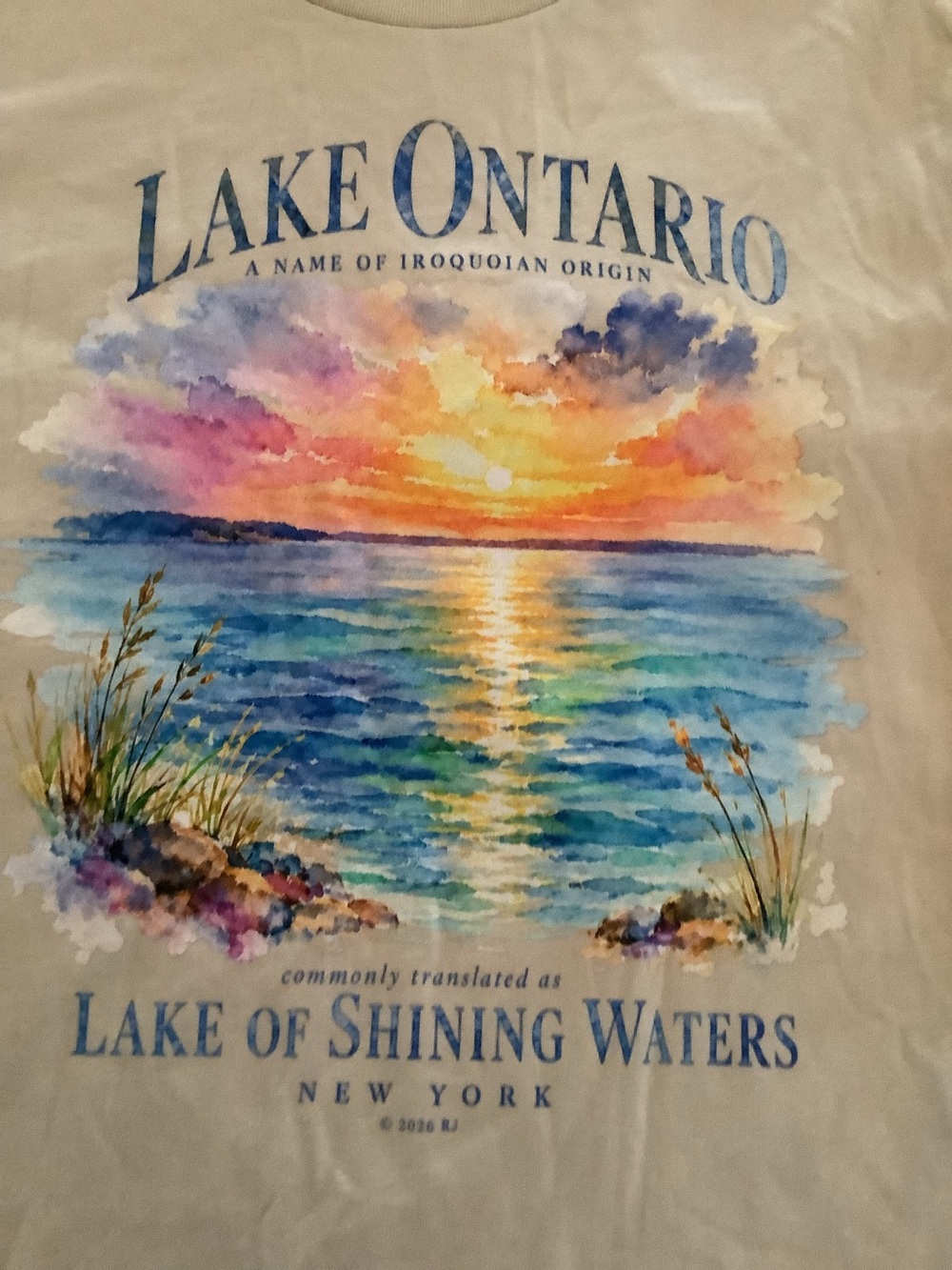 Lake Ontario Scenic Graphic Tee - Beige
